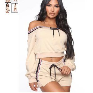 Fashion Nova Your Heart For Takeaway Lounge Short Set - Taupe XS